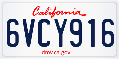 CA license plate 6VCY916