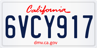 CA license plate 6VCY917