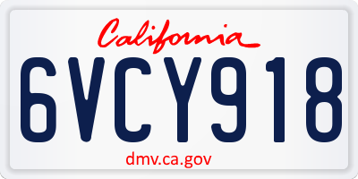 CA license plate 6VCY918