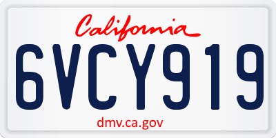 CA license plate 6VCY919