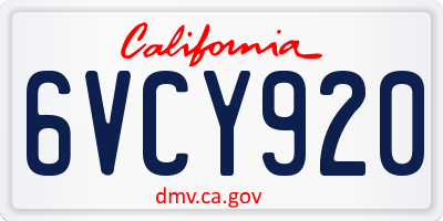 CA license plate 6VCY920