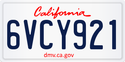 CA license plate 6VCY921