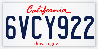 CA license plate 6VCY922