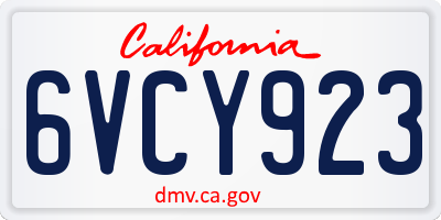 CA license plate 6VCY923