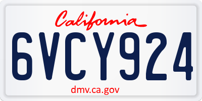 CA license plate 6VCY924
