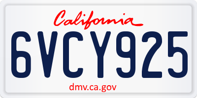 CA license plate 6VCY925