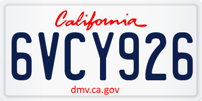 CA license plate 6VCY926