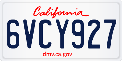 CA license plate 6VCY927