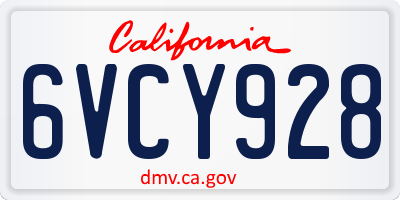 CA license plate 6VCY928