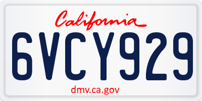 CA license plate 6VCY929