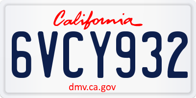 CA license plate 6VCY932