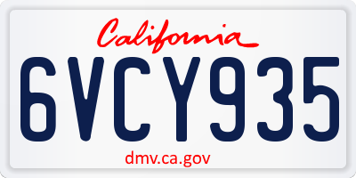 CA license plate 6VCY935