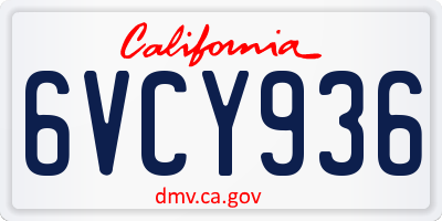 CA license plate 6VCY936