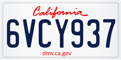CA license plate 6VCY937