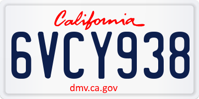 CA license plate 6VCY938
