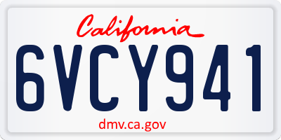 CA license plate 6VCY941
