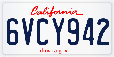 CA license plate 6VCY942