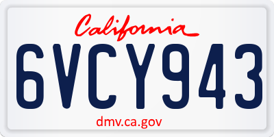 CA license plate 6VCY943
