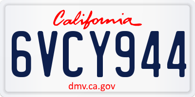 CA license plate 6VCY944