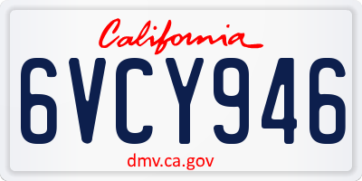 CA license plate 6VCY946