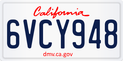 CA license plate 6VCY948