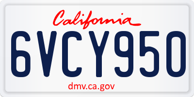 CA license plate 6VCY950