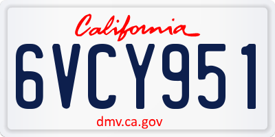 CA license plate 6VCY951