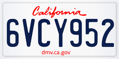 CA license plate 6VCY952