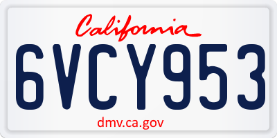CA license plate 6VCY953