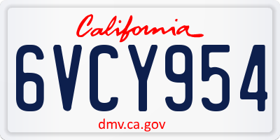 CA license plate 6VCY954
