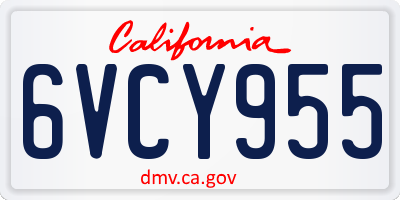 CA license plate 6VCY955