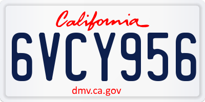 CA license plate 6VCY956