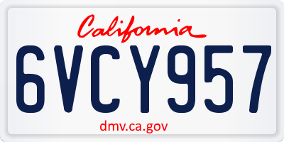 CA license plate 6VCY957