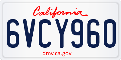 CA license plate 6VCY960