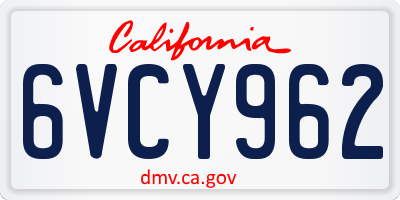 CA license plate 6VCY962
