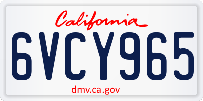 CA license plate 6VCY965