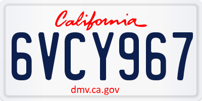 CA license plate 6VCY967