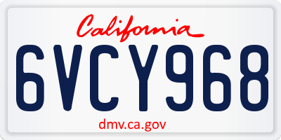 CA license plate 6VCY968