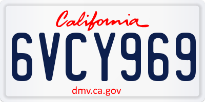 CA license plate 6VCY969