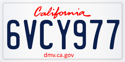 CA license plate 6VCY977