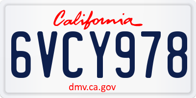 CA license plate 6VCY978