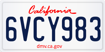 CA license plate 6VCY983