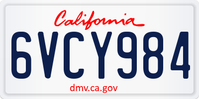 CA license plate 6VCY984