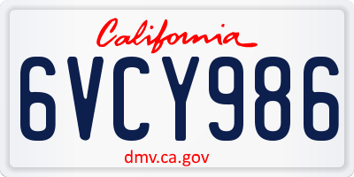 CA license plate 6VCY986