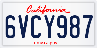 CA license plate 6VCY987