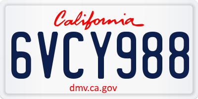 CA license plate 6VCY988