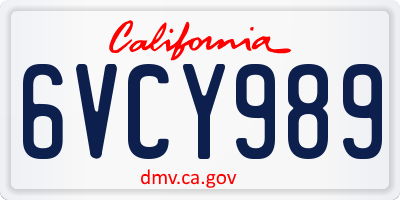 CA license plate 6VCY989