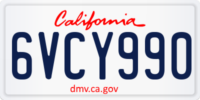 CA license plate 6VCY990
