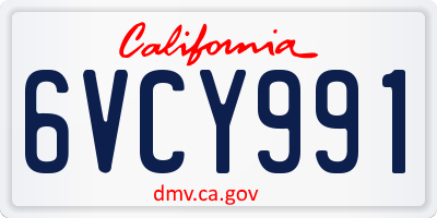 CA license plate 6VCY991