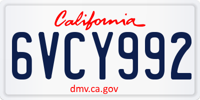 CA license plate 6VCY992